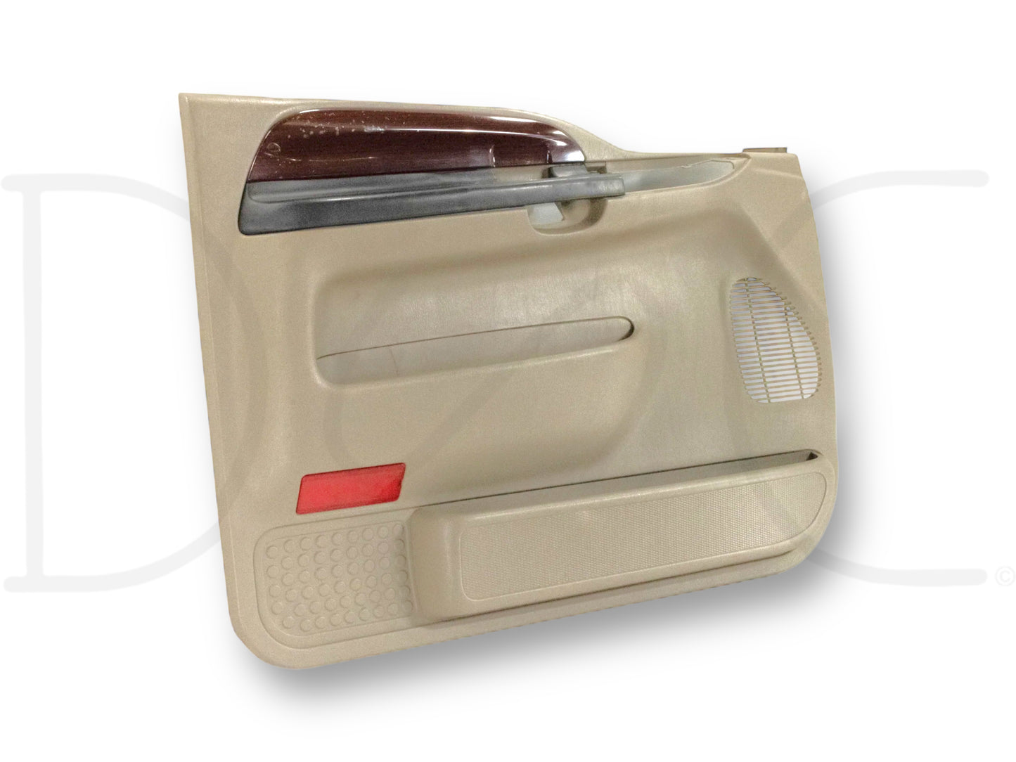 05-07 Ford F250 F350 Lariat LH Left Driver Front Door Panel Tan Wood Grain OE
