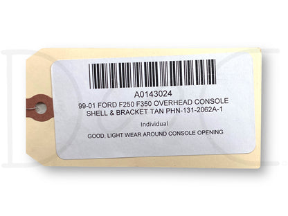 99-01 Ford F250 F350 Overhead Console Shell & Bracket Tan Phn-131-2062A-1