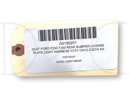 00-07 Ford F250 F350 Rear Bumper License Plate Light Harness Yc3T-13412-C321H Aa
