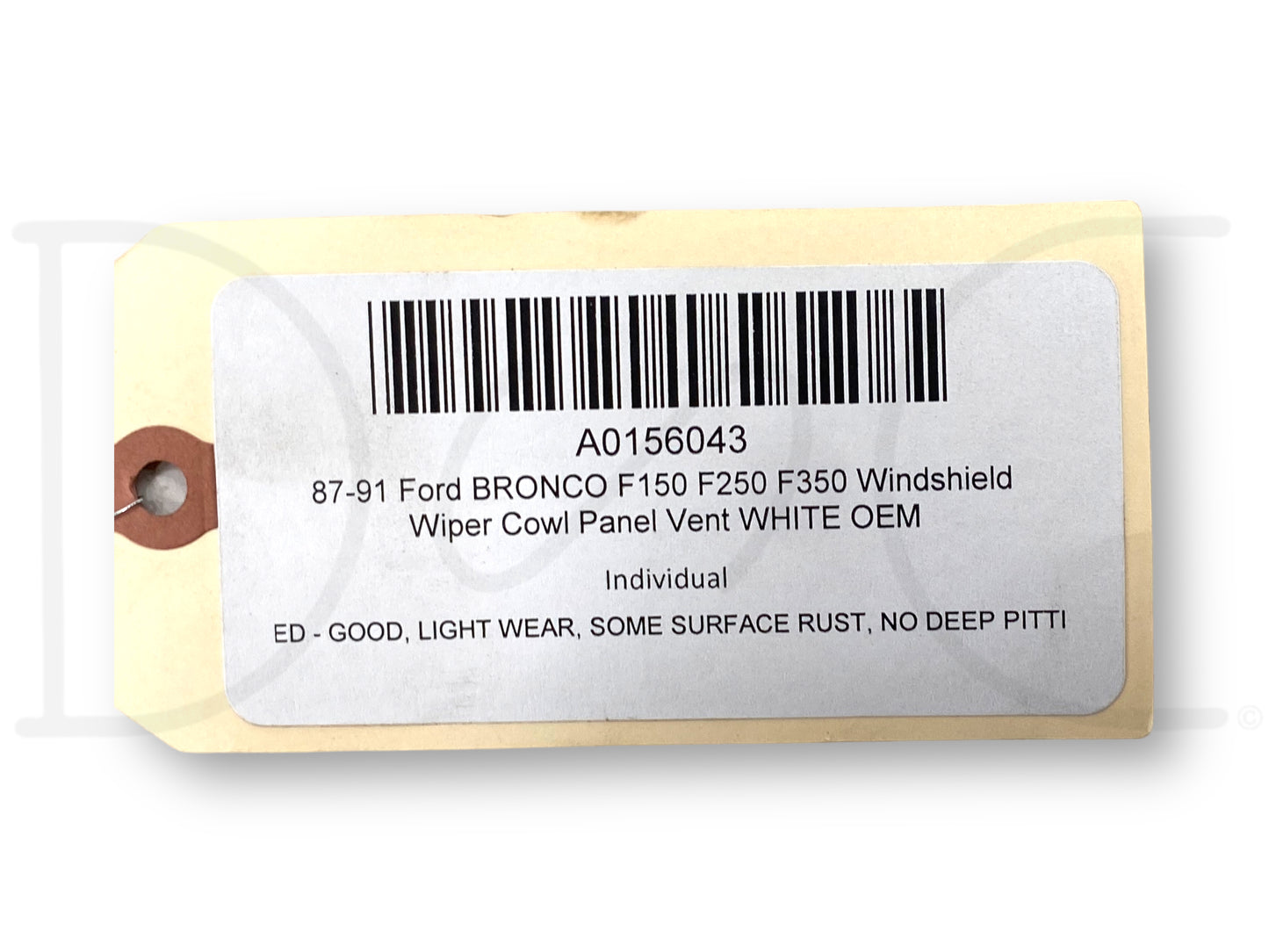 87-91 Ford Bronco F150 F250 F350 Windshield Wiper Cowl Panel Vent White OEM