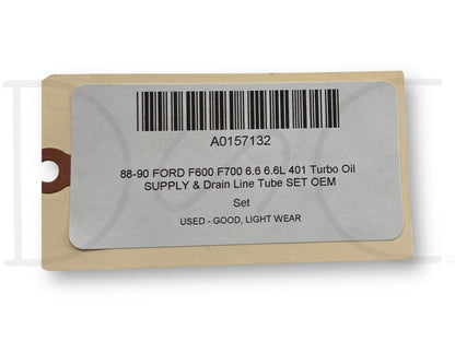 88-90 Ford F600 F700 6.6 6.6L 401 Turbo Oil Supply & Drain Line Tube Set OEM