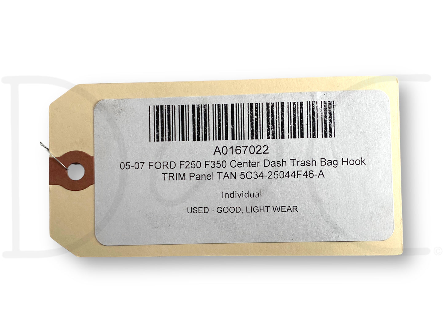 05-07 Ford F250 F350 Center Dash Trash Bag Hook Trim Panel Tan 5C34-25044F46-A