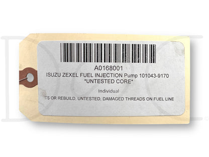 Isuzu Zexel Fuel Injection Pump 101043-9170  *Untested Core*