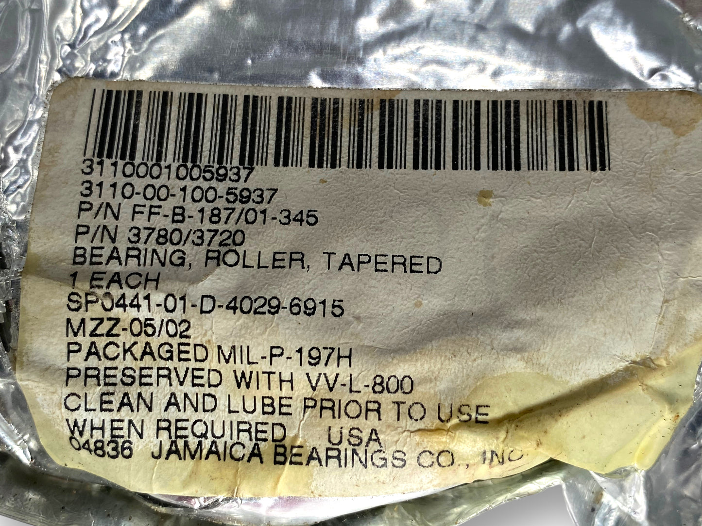 Tapered Roller Bearing Ff-B-187/01-345 3110-00-100-5937 Nos