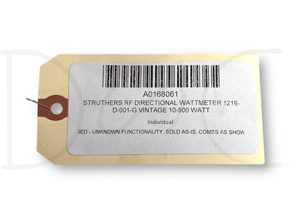 Struthers Rf Directional Wattmeter 1219-D-001-G Vintage 10-500 Watt