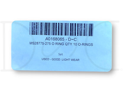 Ms28775-275 O Ring Qty 10 O-Rings