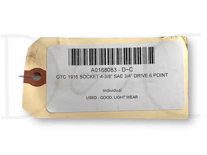 Otc 1916 Socket 4-3/8" Sae 3/4" Drive 6 Point