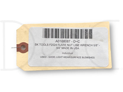 Sk Tools F2024 Flare Nut Line Wrench 5/8" - 3/4" Made In USA