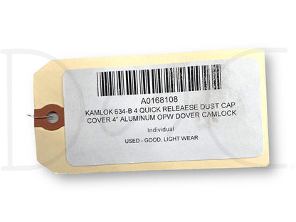 Kamlok 634-B 4 Quick Releaese Dust Cap Cover 4" Aluminum Opw Dover Camlock