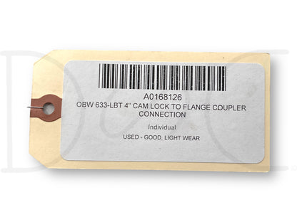 Obw 633-Lbt 4" Cam Lock To Flange Coupler Connection