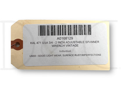 Kal 471 USA 3/4 - 2 Inch Adjustable Spanner Wrench Vintage