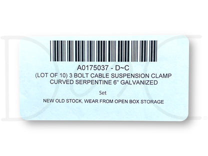 (Lot Of 10) 3 Bolt Cable Suspension Clamp Curved Serpentine 6" Galvanized