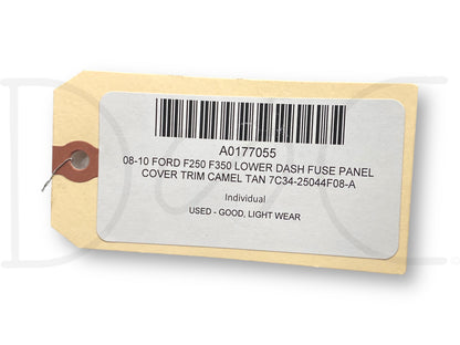 08-10 Ford F250 F350 Lower Dash Fuse Panel Cover Trim Camel Tan 7C34-25044F08-A