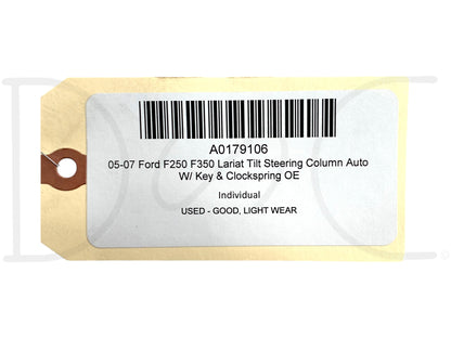 05-07 Ford F250 F350 Lariat Tilt Steering Column Auto W/ Key & Clockspring OE