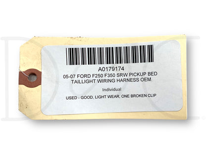 05-07 Ford F250 F350 SRW Pickup Bed Taillight Wiring Harness OEM