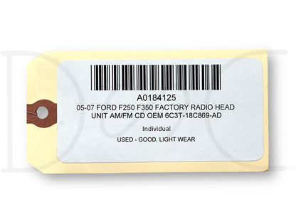 05-07 Ford F250 F350 Factory Radio Head Unit AM/FM CD OEM 6C3T-18C869-Ad