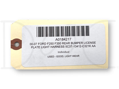 00-07 Ford F250 F350 Rear Bumper License Plate Light Harness 5C3T-13412-C321K Aa