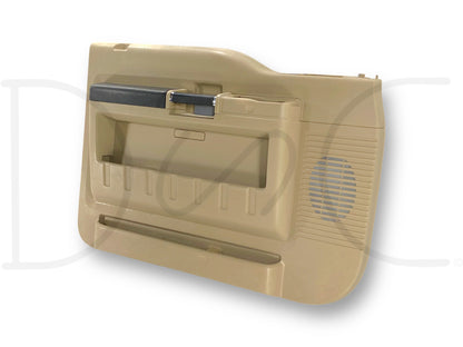 08-10 Ford F250 F350 Lariat LH Left Driver Front Door Panel Camel Tan OE