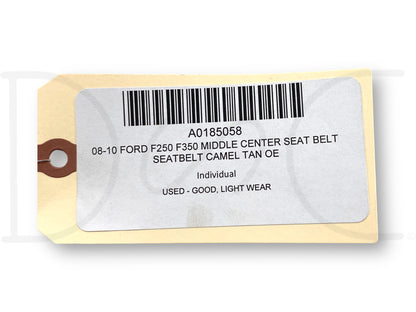 08-10 Ford F250 F350 Middle Center Seat Belt Seatbelt Camel Tan OE