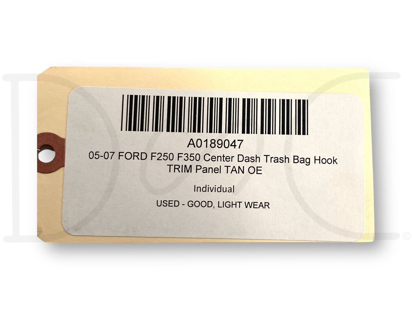 05-07 Ford F250 F350 Center Dash Trash Bag Hook Trim Panel Tan OE