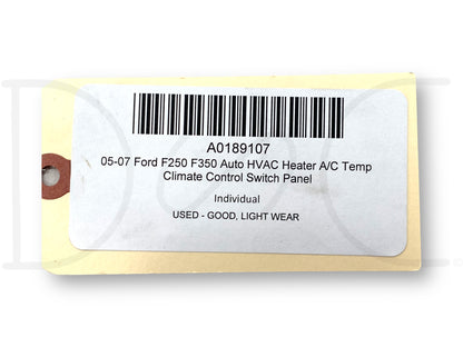 05-07 Ford F250 F350 Auto HVAC Heater A/C Temp Climate Control Switch Panel