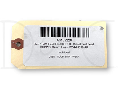 05-07 Ford F250 F350 6.0 6.0L Diesel Fuel Feed Supply Return Lines 5C34-9J338-Ak