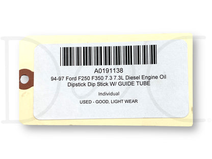94-97 Ford F250 F350 7.3 7.3L Diesel Engine Oil Dipstick Dip Stick W/ Guide Tube
