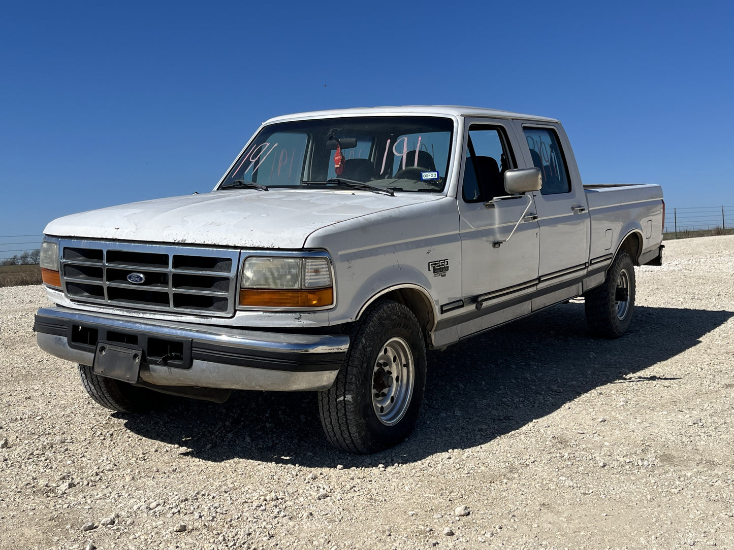 95-97 Ford F250 F350 Crew Cab LH Left Driver Rear Door White / Silver