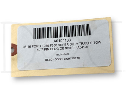 08-16 Ford F250 F350 Super Duty Trailer Tow 4 / 7 Pin Plug OE 9C3T-14A541-A