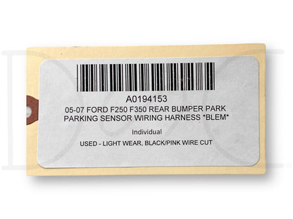 05-07 Ford F250 F350 Rear Bumper Park Parking Sensor Wiring Harness *Blem*