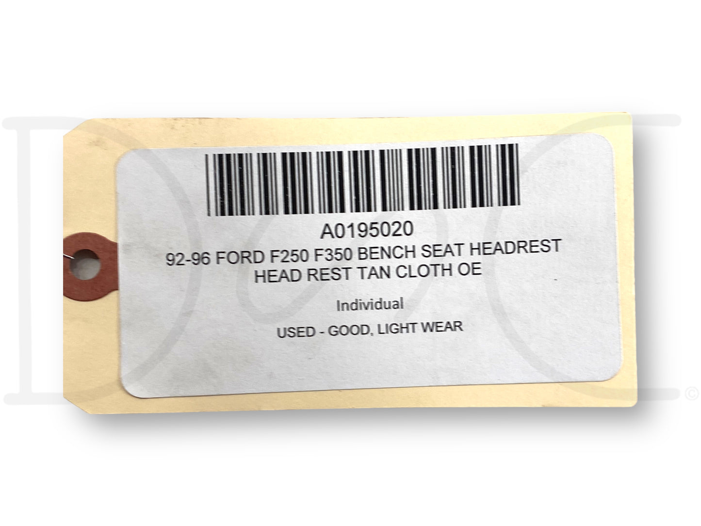 92-96 Ford F250 F350 Bench Seat Headrest Head Rest Tan Cloth OE