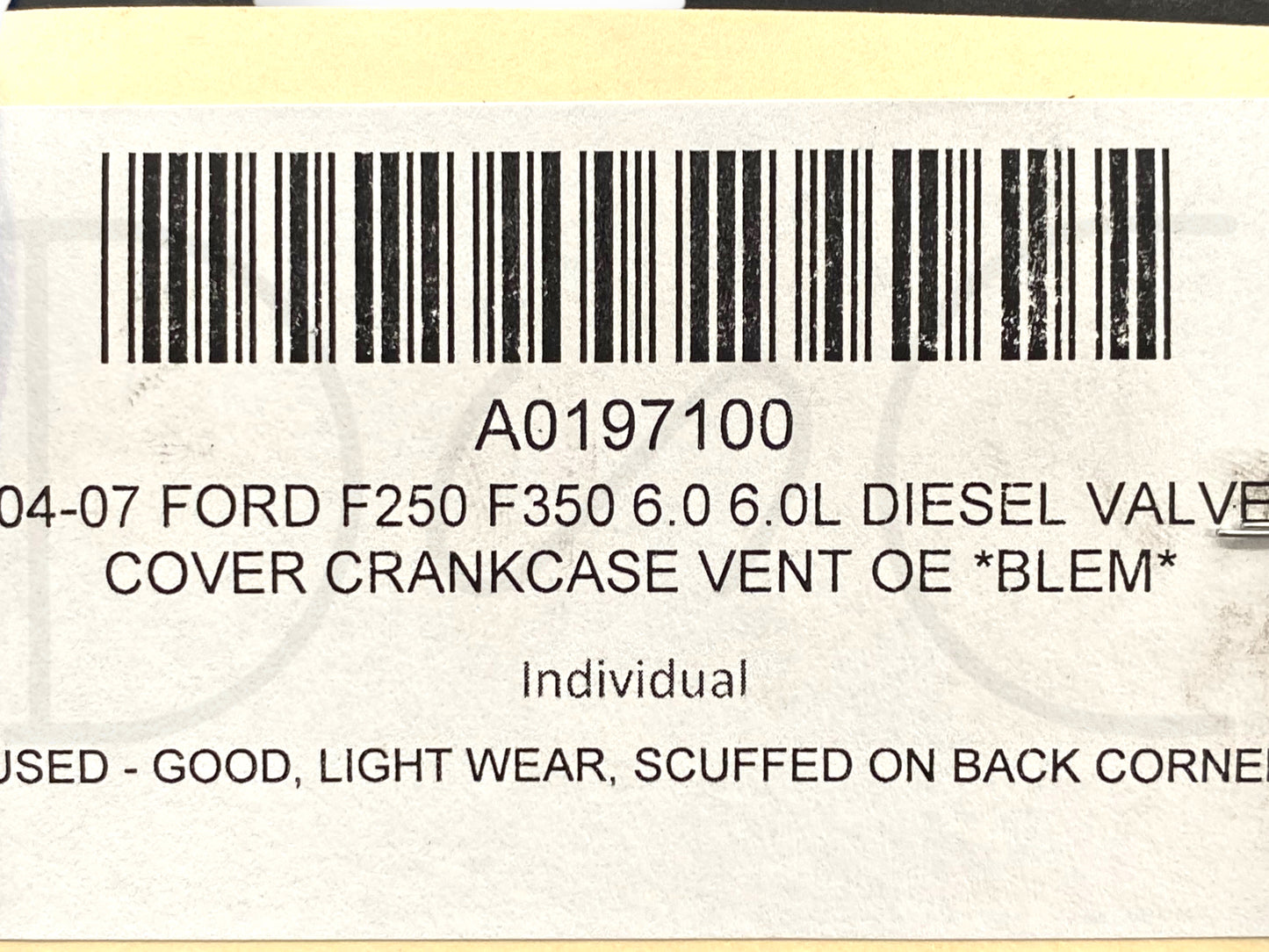 04-07 Ford F250 F350 6.0 6.0L Diesel Valve Cover Crankcase Vent OE *Blem*