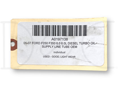 05-07 Ford F250 F350 6.0 6.0L Diesel Turbo Oil Supply Line Tube OEM