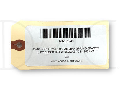 05-10 Ford F250 F350 OE Leaf Spring Spacer Lift Block Set 2" Blocks 7C34-5598-Ka