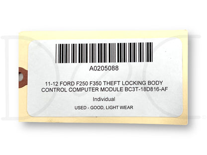 11-12 Ford F250 F350 Theft Locking Body Control Computer Module Bc3T-18D816-Af