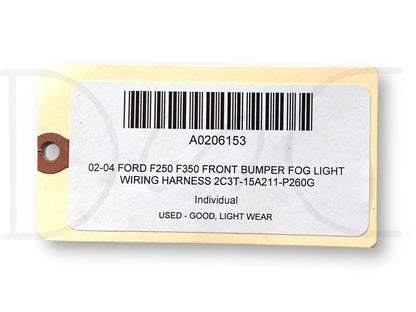 02-04 Ford F250 F350 Front Bumper Fog Light Wiring Harness 2C3T-15A211-P260G