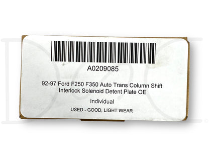 92-97 Ford F250 F350 Auto Trans Column Shift Interlock Solenoid Detent Plate OE