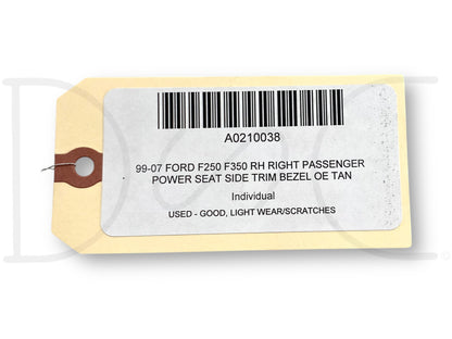 99-07 Ford F250 F350 RH Right Passenger Power Seat Side Trim Bezel OE Tan