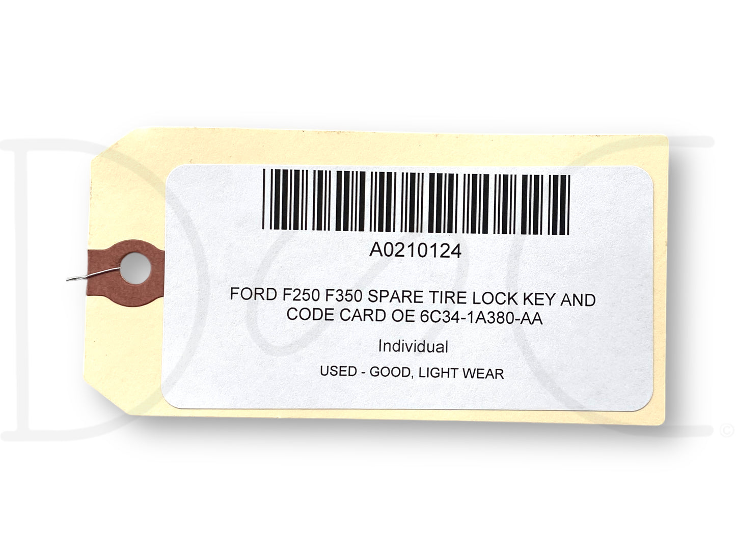 Ford F250 F350 Spare Tire Lock Key And Code Card OE 6C34-1A380-Aa