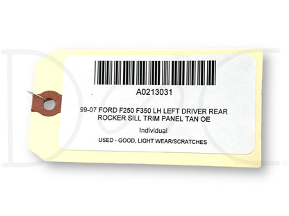 99-07 Ford F250 F350 LH Left Driver Rear Rocker Sill Trim Panel Tan OE