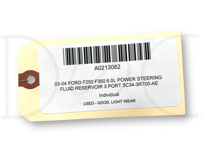 03-04 Ford F250 F350 6.0L Power Steering Fluid Reservoir 3 Port 3C34-3R700-Ae