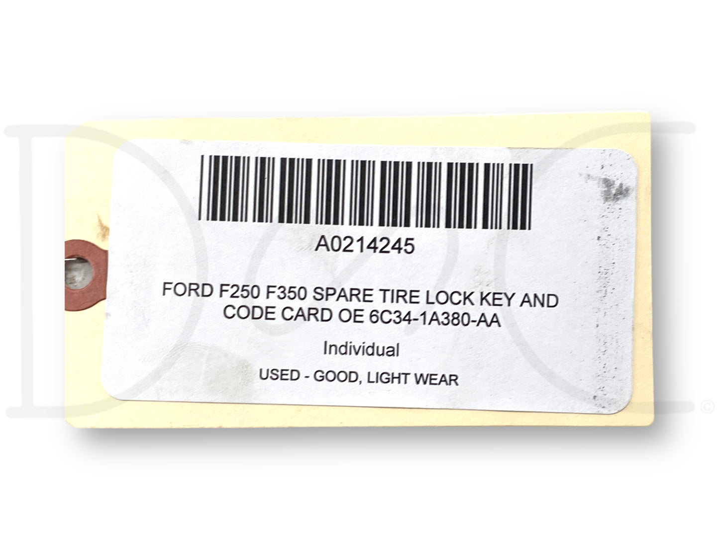 Ford F250 F350 Spare Tire Lock Key And Code Card OE 6C34-1A380-Aa