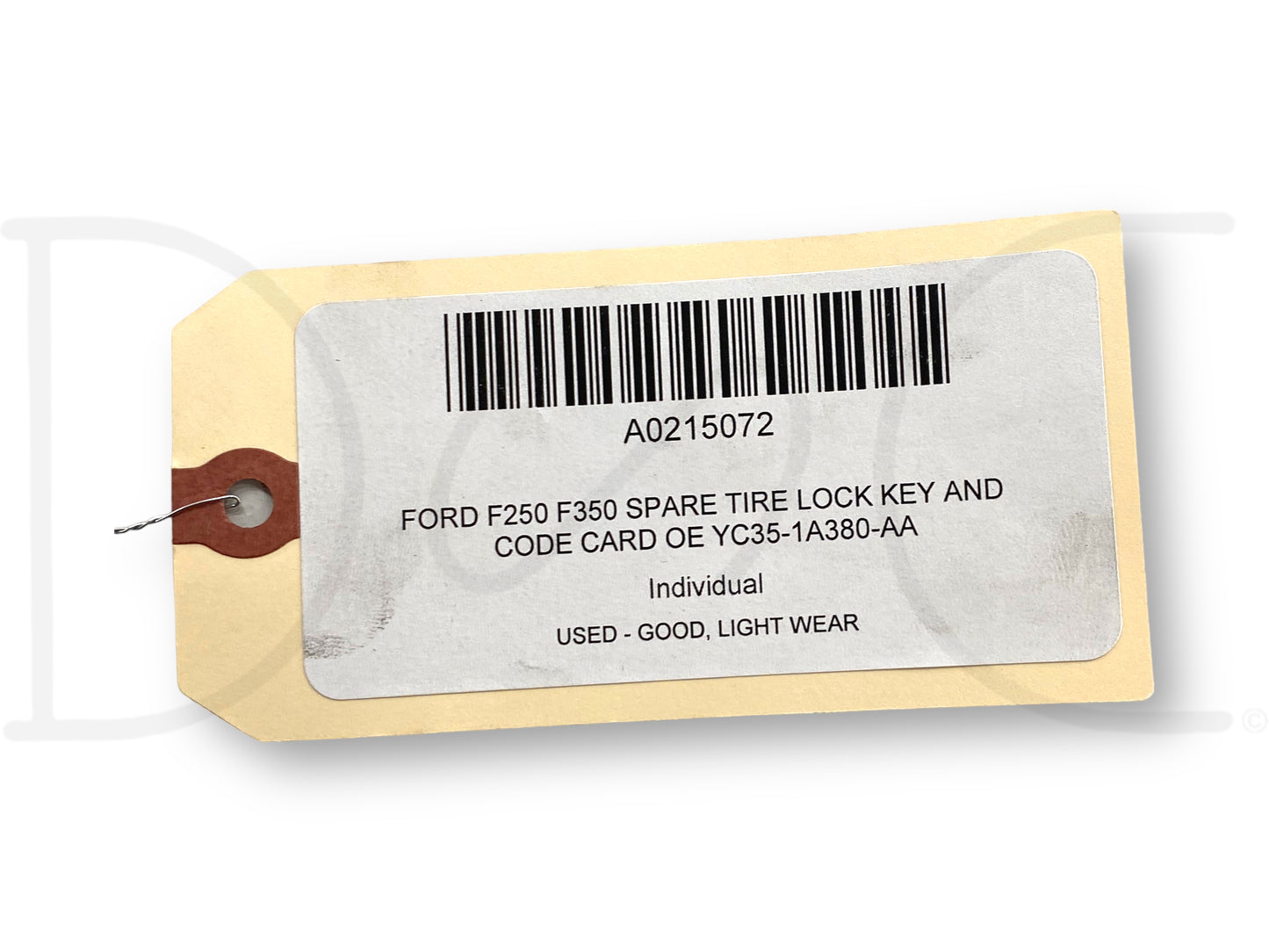 Ford F250 F350 Spare Tire Lock Key And Code Card OE Yc35-1A380-Aa