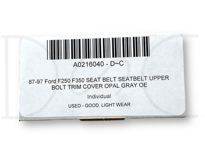 87-97 Ford F250 F350 Seat Belt Seatbelt Upper Bolt Trim Cover Opal Gray OE