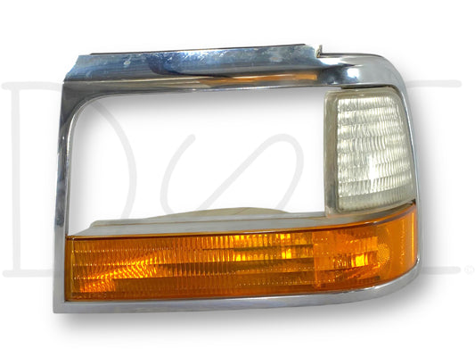 92-97 Ford F250 F350 LH Left Driver Headlight Bezel Trim Surround Chrome OEM