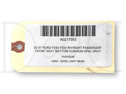 92-97 Ford F250 F350 RH Right Passenger Front Seat Bottom Cushion Opal Gray
