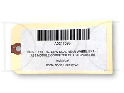 93-95 Ford F350 DRW Dual Rear Wheel Brake ABS Module Computer OE F3Tf-2C018-Bb