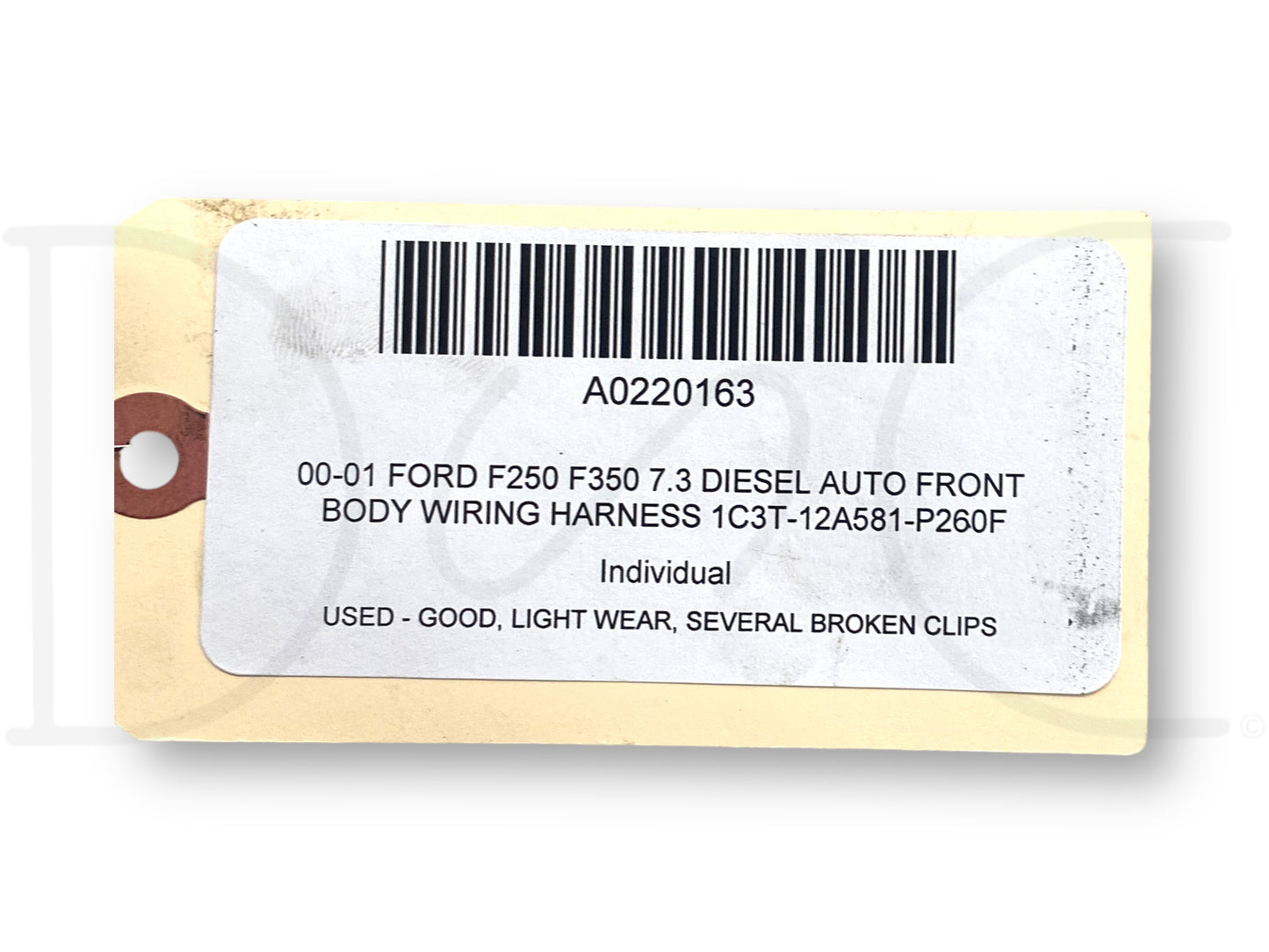 00-01 Ford F250 F350 7.3 Diesel Auto Front Body Wiring Harness 1C3T-12A581-P260F