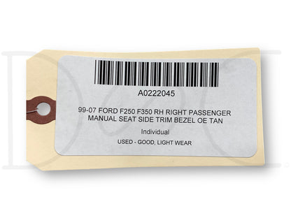 99-07 Ford F250 F350 RH Right Passenger Manual Seat Side Trim Bezel OE Tan