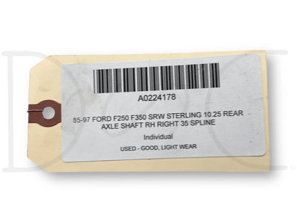 85-97 Ford F250 F350 SRW Sterling 10.25 Rear Axle Shaft RH Right 35 Spline